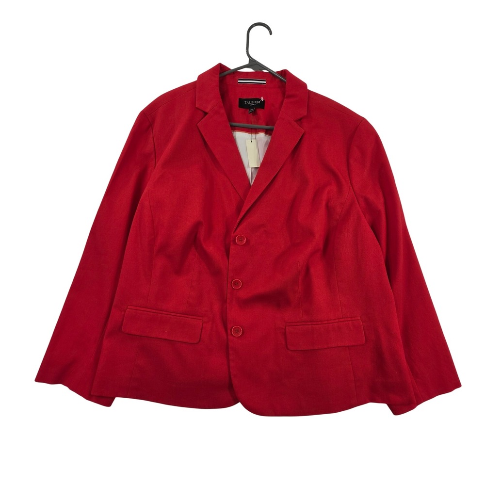 Talbots Blazer Women 24W Red NWT Three Button Pique Cotton Stretch Jacket